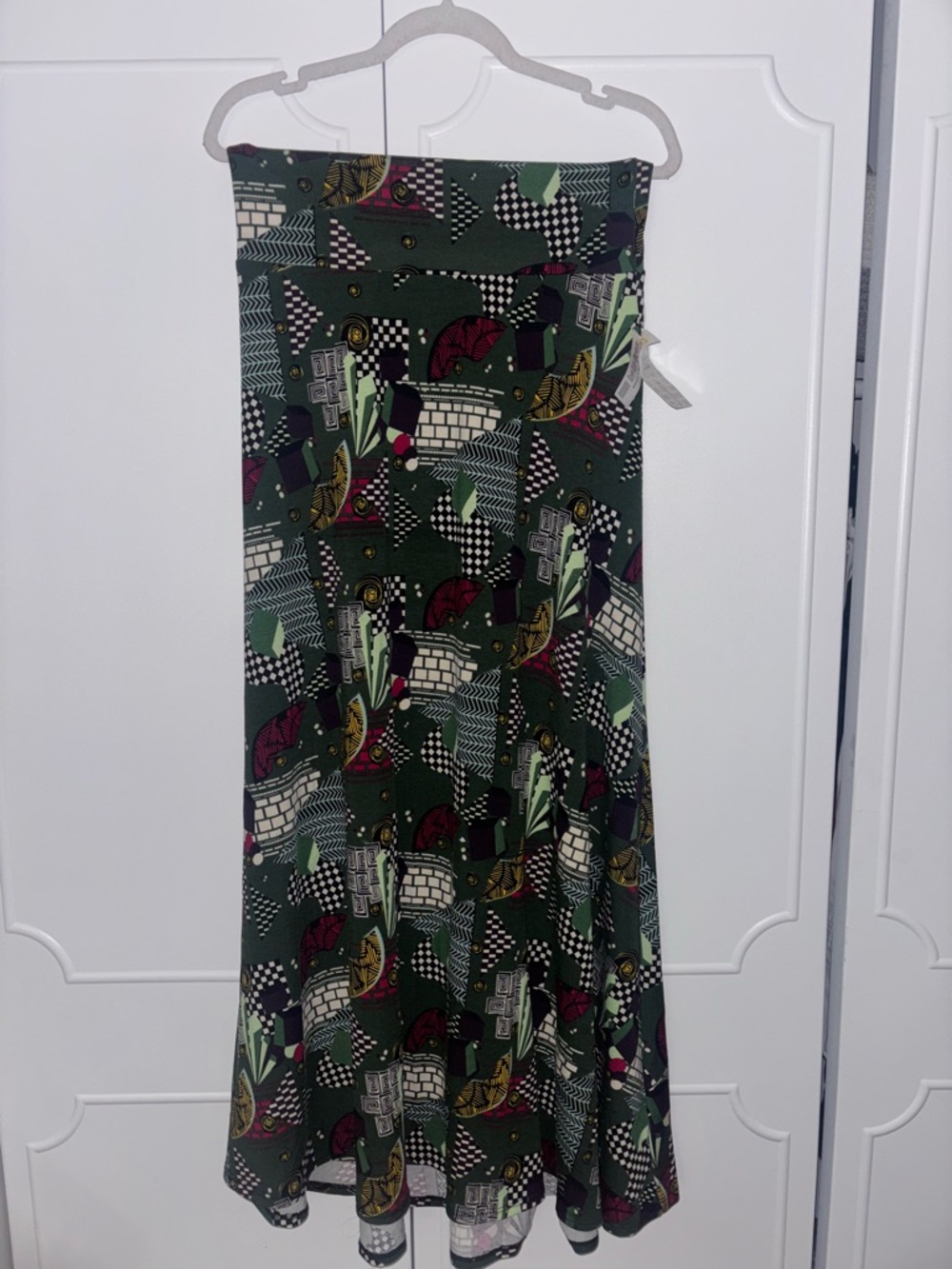 LuLaRoe Dark Green Patterned A-Line Skirt